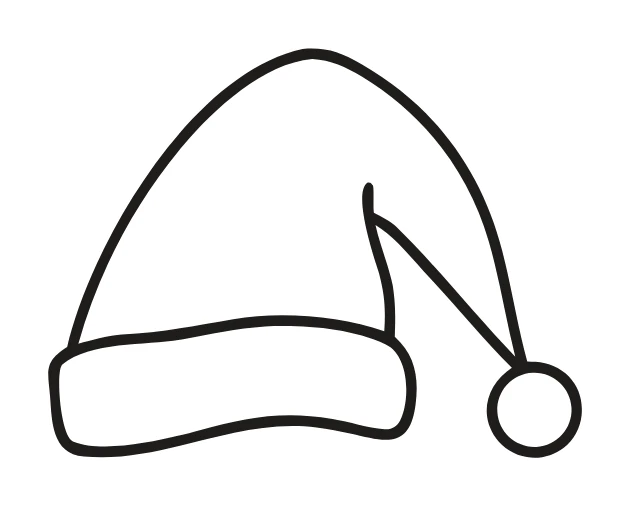 A line-drawn Santa hat, the illustration for our Christmas theme.